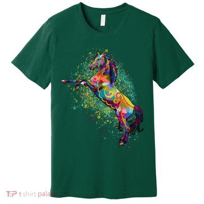 Colorful Horse Prancing Premium T-Shirt