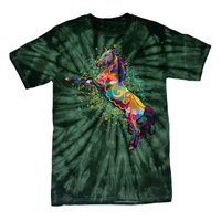 Colorful Horse Prancing Tie-Dye T-Shirt