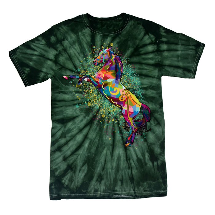 Colorful Horse Prancing Tie-Dye T-Shirt