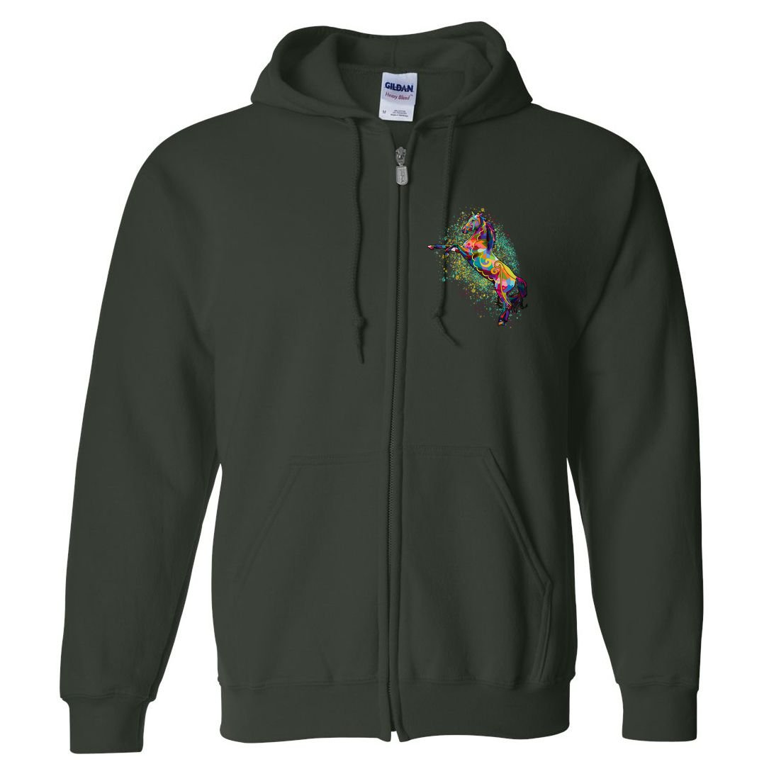 Colorful Horse Prancing Full Zip Hoodie