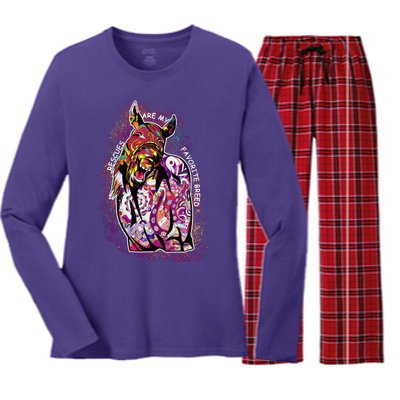 Colorful Horse Rescues Are My Favorite Breed Women's Long Sleeve Flannel Pajama Set 