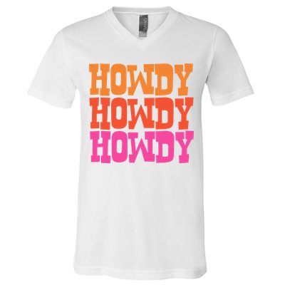 Colorful Howdy Retro V-Neck T-Shirt
