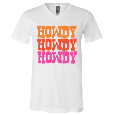 Colorful Howdy Retro V-Neck T-Shirt