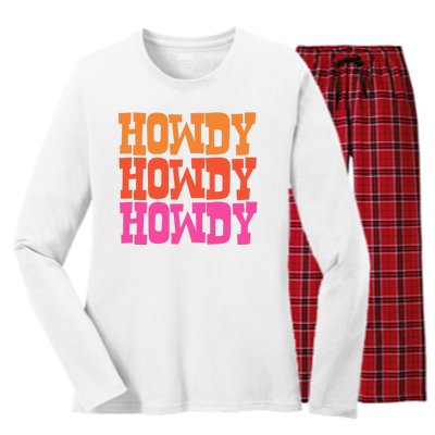 Colorful Howdy Retro Women's Long Sleeve Flannel Pajama Set 