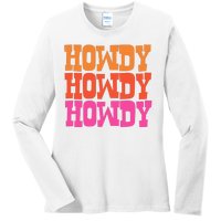 Colorful Howdy Retro Ladies Long Sleeve Shirt