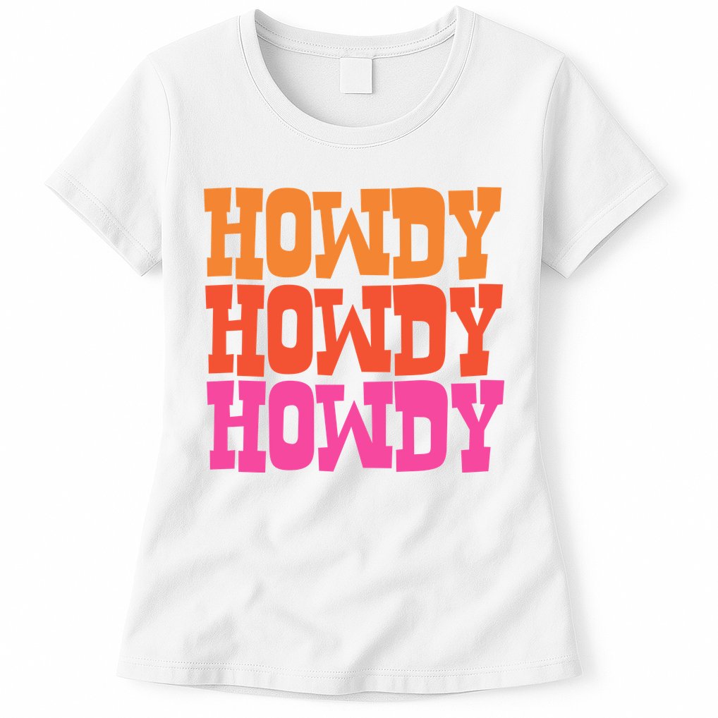 Colorful Howdy Retro Womens T-Shirt