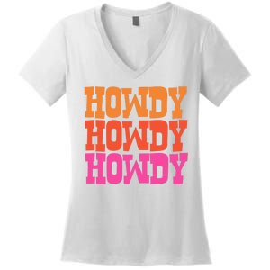 Colorful Howdy Retro Women's V-Neck T-Shirt