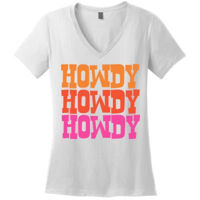 Colorful Howdy Retro Women's V-Neck T-Shirt