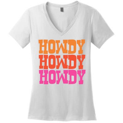 Colorful Howdy Retro Women's V-Neck T-Shirt