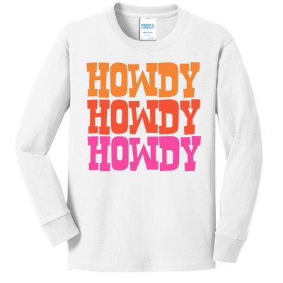 Colorful Howdy Retro Kids Long Sleeve Shirt