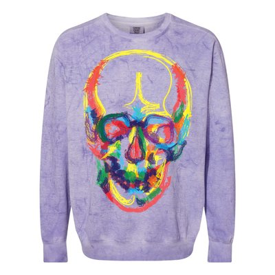 Colorful Human Splatter Skull Colorblast Crewneck Sweatshirt