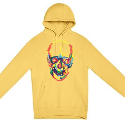 Colorful Human Splatter Skull Premium Pullover Hoodie