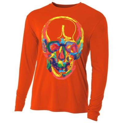 Colorful Human Splatter Skull Cooling Performance Long Sleeve Crew