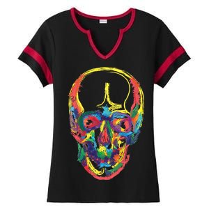 Colorful Human Splatter Skull Ladies Halftime Notch Neck Tee