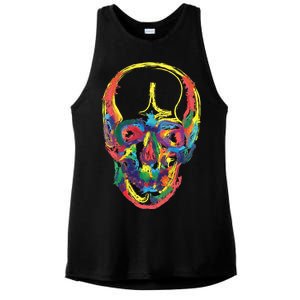 Colorful Human Splatter Skull Ladies PosiCharge Tri-Blend Wicking Tank