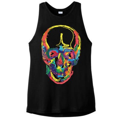 Colorful Human Splatter Skull Ladies PosiCharge Tri-Blend Wicking Tank