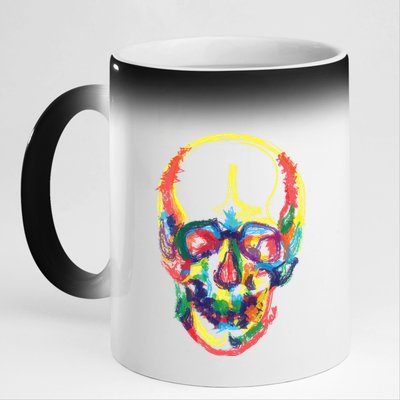 Colorful Human Splatter Skull 11oz Black Color Changing Mug