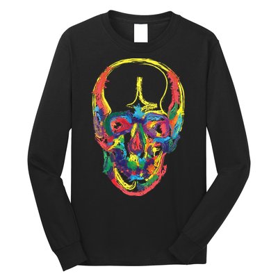 Colorful Human Splatter Skull Long Sleeve Shirt
