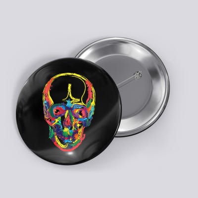 Colorful Human Splatter Skull Button