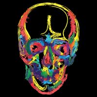 Colorful Human Splatter Skull Button