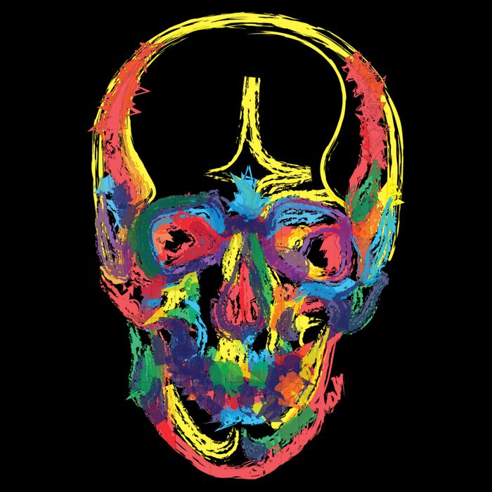 Colorful Human Splatter Skull Button