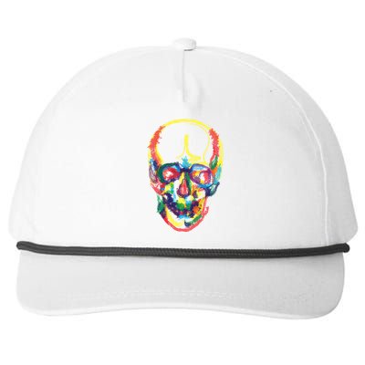 Colorful Human Splatter Skull Snapback Five-Panel Rope Hat