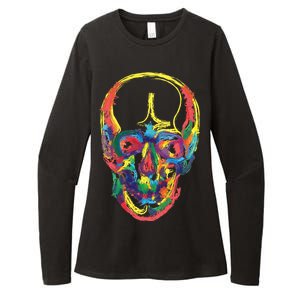 Colorful Human Splatter Skull Womens CVC Long Sleeve Shirt