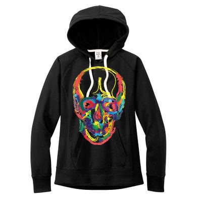 Colorful Human Splatter Skull Women's Fleece Hoodie