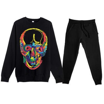 Colorful Human Splatter Skull Premium Crewneck Sweatsuit Set