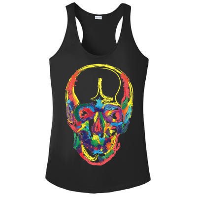 Colorful Human Splatter Skull Ladies PosiCharge Competitor Racerback Tank