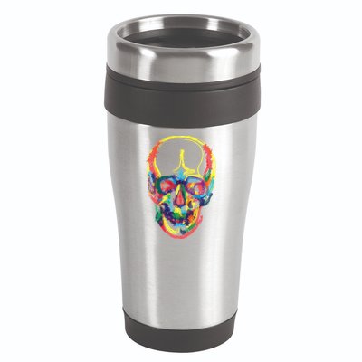 Colorful Human Splatter Skull 16oz Travel Tumbler