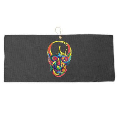 Colorful Human Splatter Skull Large Microfiber Waffle Golf Towel