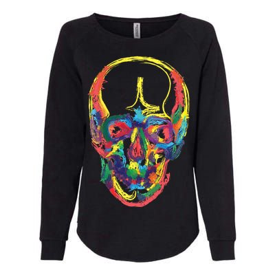 Colorful Human Splatter Skull Womens California Wash Sweatshirt