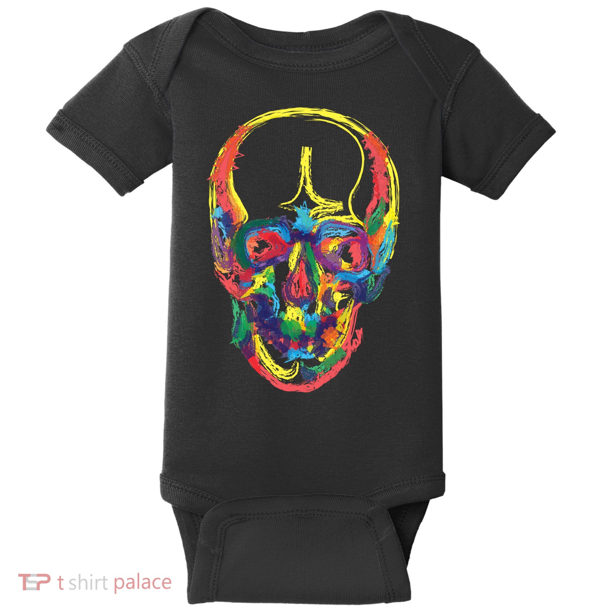 Colorful Human Splatter Skull Baby Bodysuit