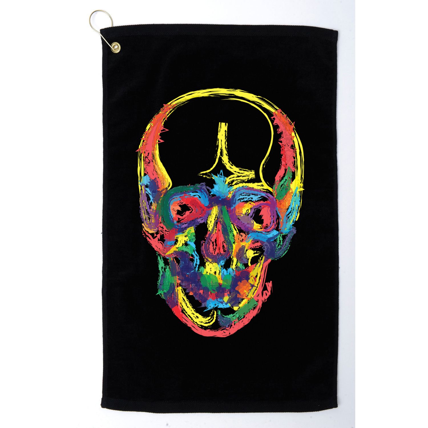 Colorful Human Splatter Skull Golf Towel
