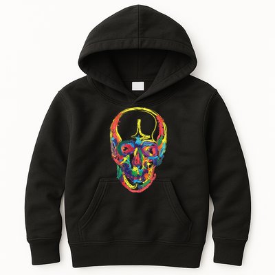 Colorful Human Splatter Skull Kids Hoodie