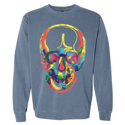 Colorful Human Splatter Skull Garment-Dyed Sweatshirt