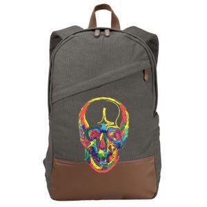 Colorful Human Splatter Skull Cotton Canvas Backpack