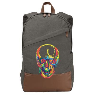 Colorful Human Splatter Skull Cotton Canvas Backpack