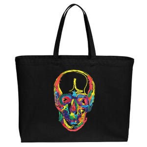 Colorful Human Splatter Skull Cotton Canvas Jumbo Tote