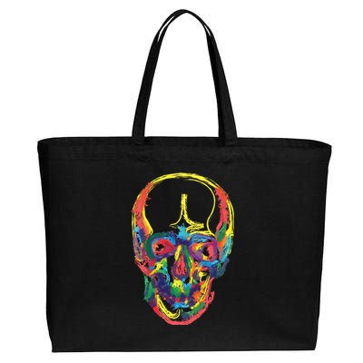 Colorful Human Splatter Skull Cotton Canvas Jumbo Tote