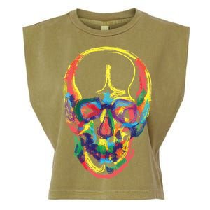 Colorful Human Splatter Skull Garment-Dyed Women's Muscle Tee