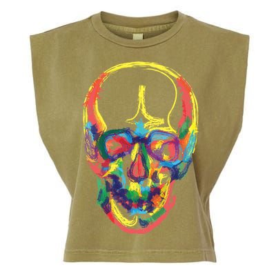 Colorful Human Splatter Skull Garment-Dyed Women's Muscle Tee