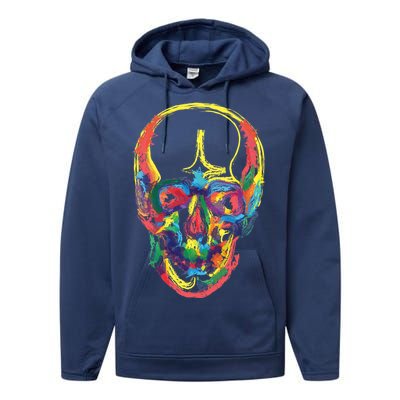 Colorful Human Splatter Skull Performance Fleece Hoodie