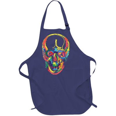 Colorful Human Splatter Skull Full-Length Apron With Pockets