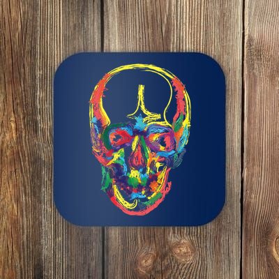 Colorful Human Splatter Skull Coaster