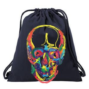 Colorful Human Splatter Skull Drawstring Bag