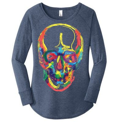 Colorful Human Splatter Skull Women's Perfect Tri Tunic Long Sleeve Shirt