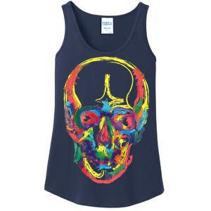 Colorful Human Splatter Skull Ladies Essential Tank