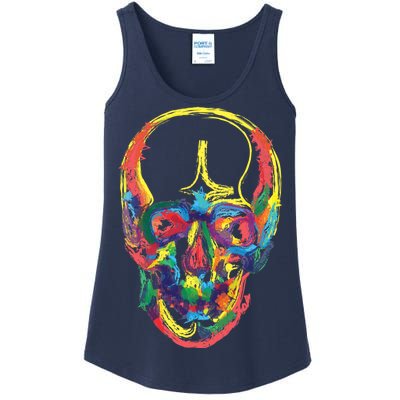 Colorful Human Splatter Skull Ladies Essential Tank